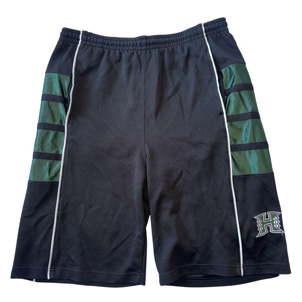 UNIVERSITY OF HAWAII RAINBOW WARRIORS SHORTS MEN SMALL BLACK GREEN ATHLETIC